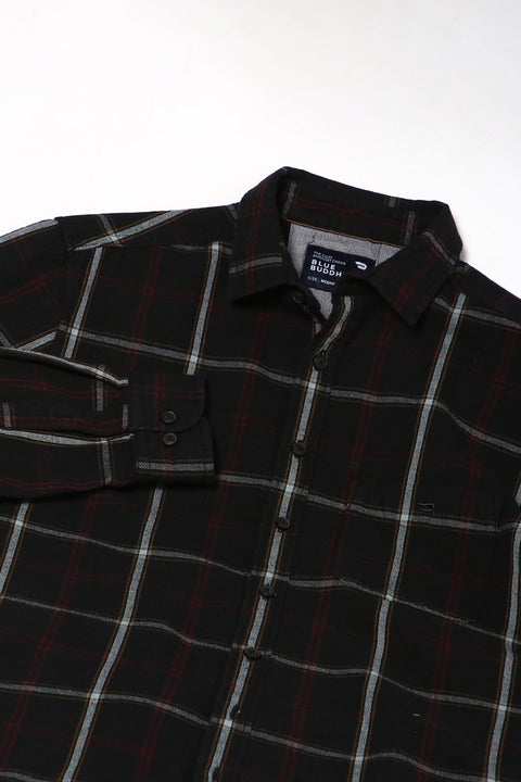 Black Full Sleeve Cotton Checks Shirt - Shirt - 241129683