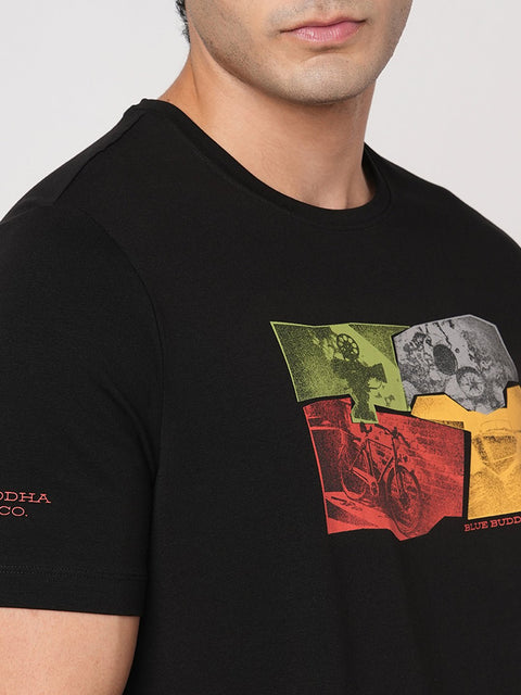 BLACK GRAPHIC CREW NECK T SHIRT - T Shirt - 250930890