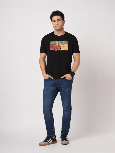 BLACK GRAPHIC CREW NECK T SHIRT - T Shirt - 250930890