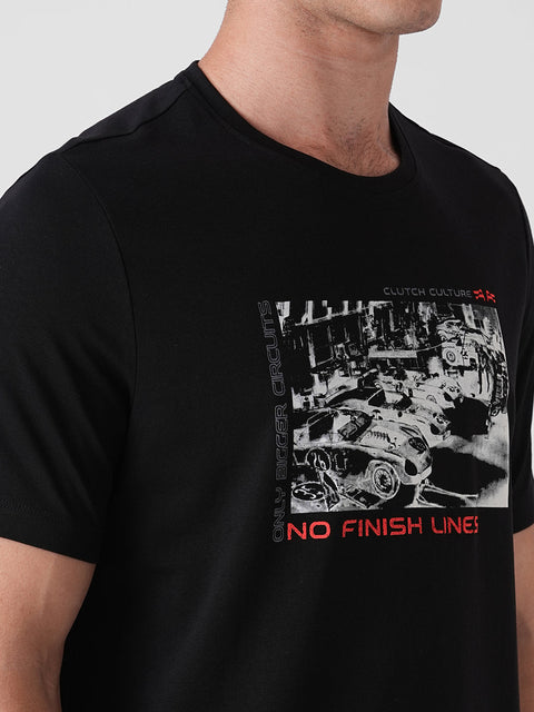 BLACK GRAPHIC ROUND NECK T - SHIRT - T Shirt - 250930896