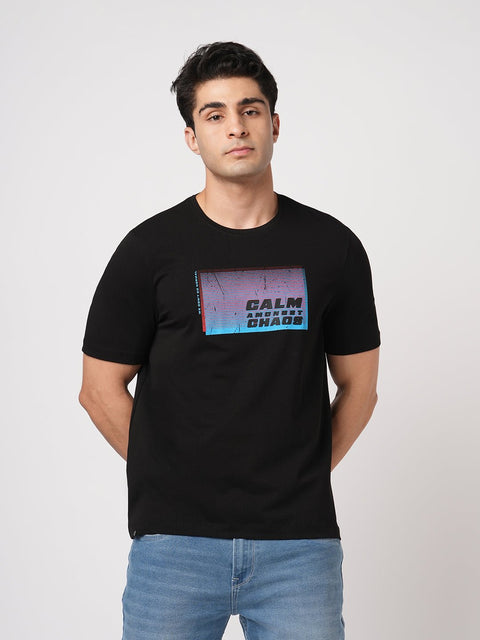 BLACK GRAPHIC SINGLE JERSEY T SHIRT - T Shirt - 250930902