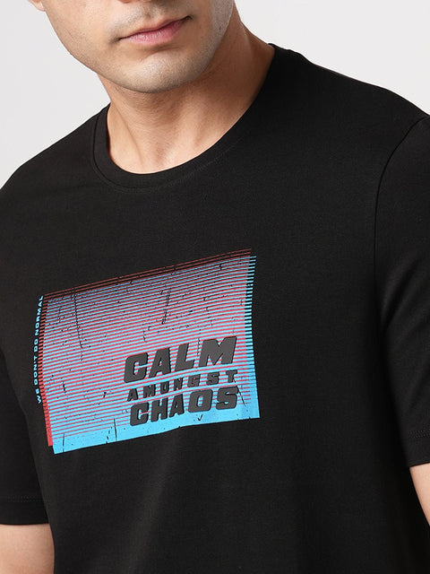 BLACK GRAPHIC SINGLE JERSEY T SHIRT - T Shirt - 250930902