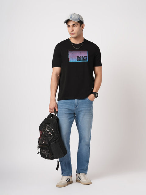 BLACK GRAPHIC SINGLE JERSEY T SHIRT - T Shirt - 250930902