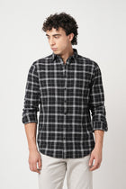 BLACK GRID SLUB COTTON SHIRT-Shirt - 251033155