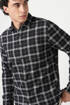 BLACK GRID SLUB COTTON SHIRT-Shirt - 251033155