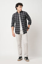 BLACK GRID SLUB COTTON SHIRT-Shirt - 251033155