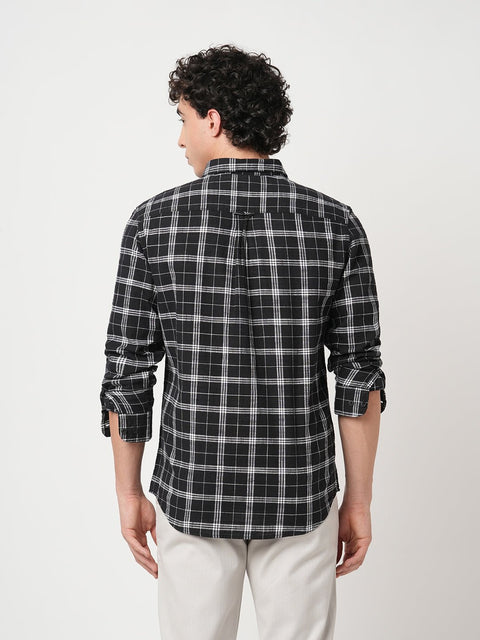 BLACK GRID SLUB COTTON SHIRT-Shirt - 251033155