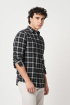 BLACK GRID SLUB COTTON SHIRT-Shirt - 251033155