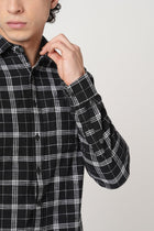 BLACK GRID SLUB COTTON SHIRT-Shirt - 251033155