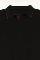 BLACK KNITTED FLATKNIT POLO - T Shirt - 250960025