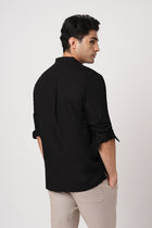 BLACK MANDARIN COLLAR KURTA - Kurta - 251134031