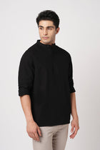 BLACK MANDARIN COLLAR KURTA - Kurta - 251134031