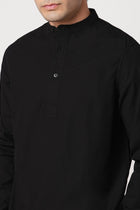 BLACK MANDARIN COLLAR KURTA - Kurta - 251134031
