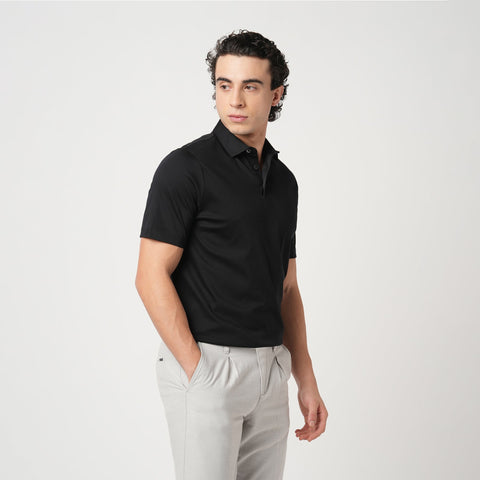 BLACK MERCERISED POLO - T Shirt - 250830710
