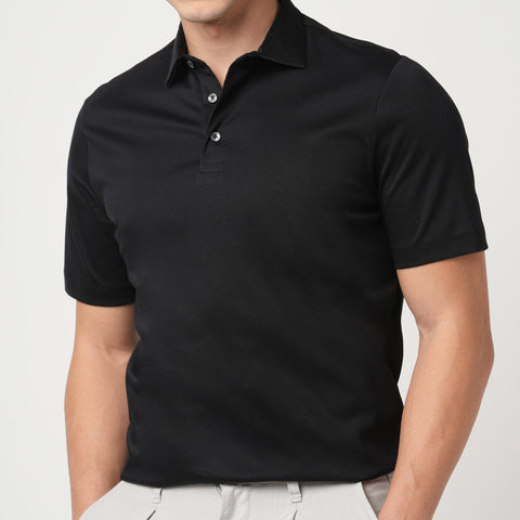 BLACK MERCERISED POLO - T Shirt - 250830710