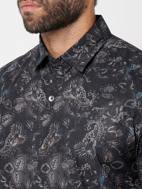 Black Overall Printed Shirt - Shirt - 230625199