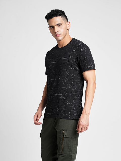 Black Overall Printed T-shirt - T-Shirt - 230430419