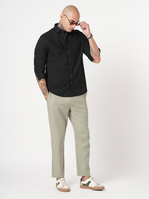 BLACK PLAIN COTTON SHIRT-Shirt - 251134170