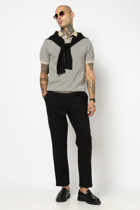 BLACK PLAIN RELAXED FIT LINEN TROUSER - Trousers - 250440122