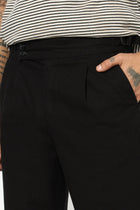 BLACK PLAIN RELAXED FIT LINEN TROUSER - Trousers - 250440122