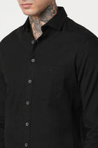 BLACK PLAIN TAILORED FIT SHIRT-Shirt - 260134425