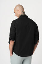 BLACK PLAIN TAILORED FIT SHIRT-Shirt - 260134425