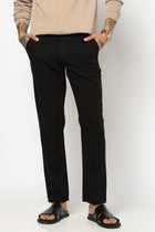 BLACK PLAIN TRAVELLER FIT COTTON TROUSER - Trousers - 250840884