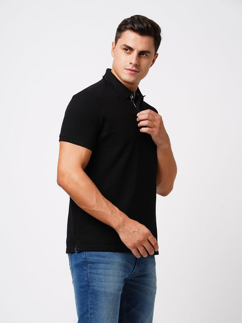 Black Polo Cotton T-Shirt - T-Shirt - 231231251