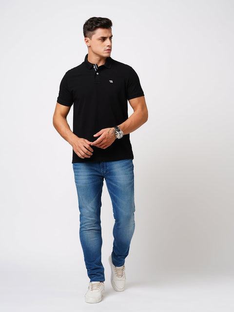 Black Polo Cotton T-Shirt - T-Shirt - 231231251