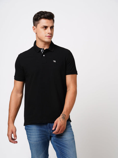 Black Polo Cotton T-Shirt - T-Shirt - 231231251