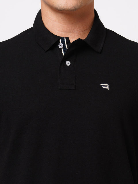 Black Polo Cotton T-Shirt - T-Shirt - 231231251