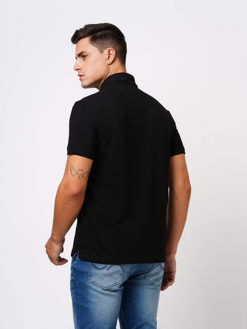 Black Polo Cotton T-Shirt - T-Shirt - 231231251