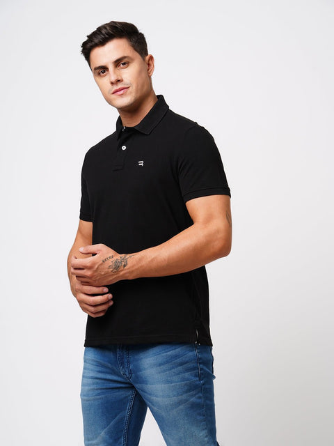 Black Polo Cotton T-Shirt - T-Shirt - 231231251