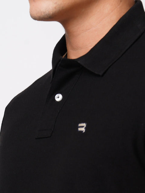 Black Polo Cotton T-Shirt - T-Shirt - 231231251