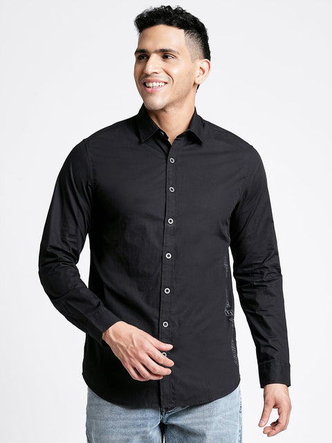 Black Printed Cotton Shirt - Shirt - 230524788