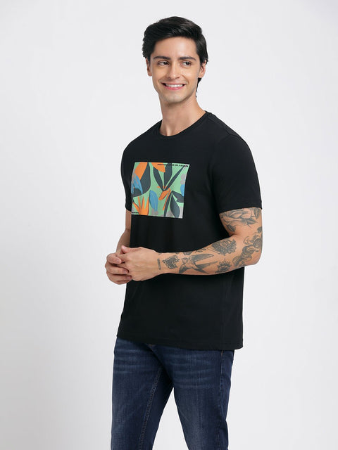 Black Printed Cotton T-Shirt - T-Shirt - 231131052