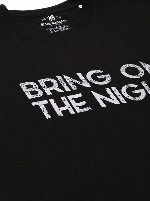 Black Printed Cotton T-shirt - T shirts - 230300236