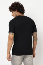 Black Printed Cotton T-shirt - T shirts - 230300236