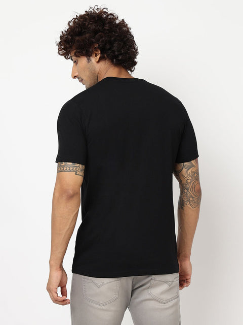 Black Printed Cotton T-shirt - T shirts - 230300236