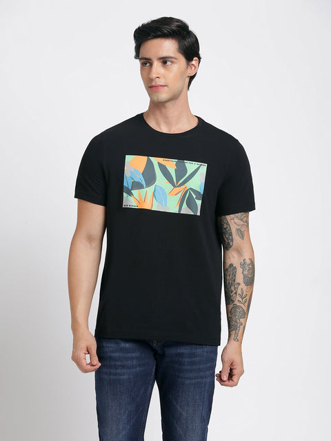 Black Printed Cotton T-Shirt - T-Shirt - 231131052