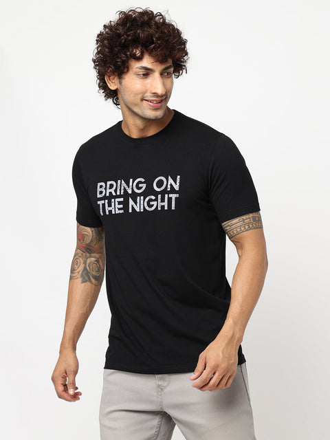Black Printed Cotton T-shirt - T shirts - 230300236