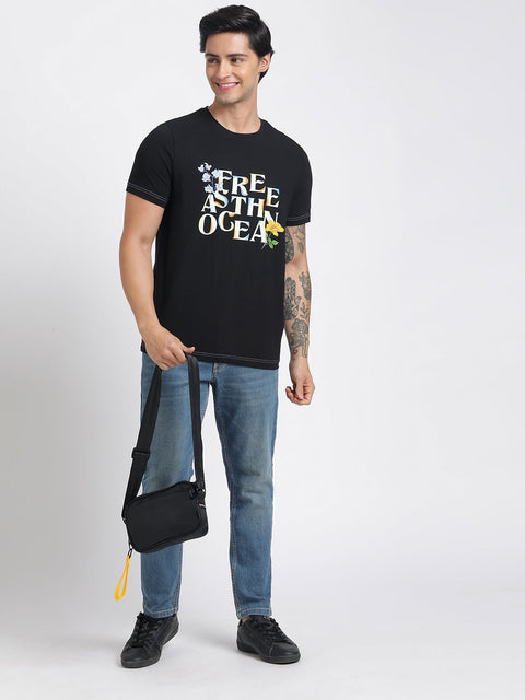 Black Printed Cotton T-Shirt - T-Shirt - 231131087