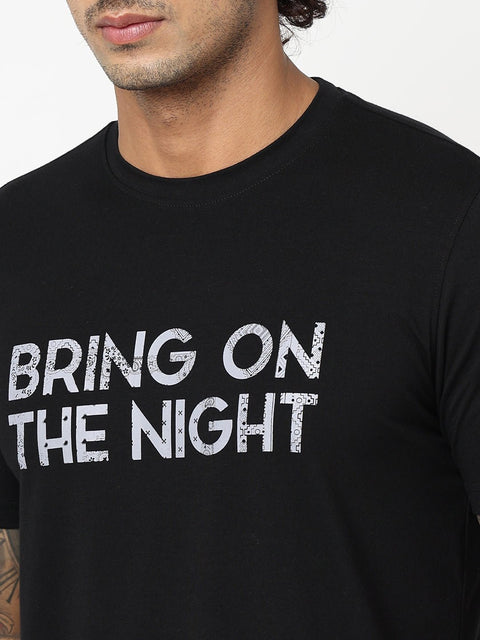 Black Printed Cotton T-shirt - T shirts - 230300236