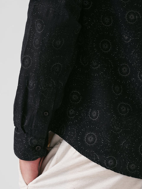 BLACK PRINTED DOBBY COTTON SHIRT-Shirt - 251133936