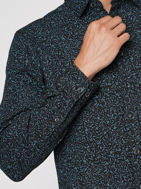 BLACK PRINTED OXFORD SHIRT-Shirt - 251033460