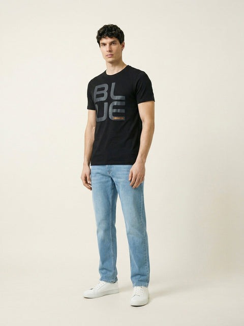 Black Printed Round Neck T-Shirt - T Shirt - 220930345