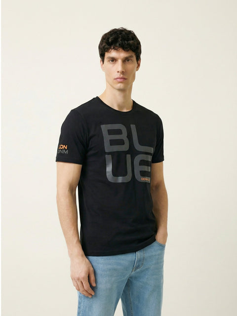 Black Printed Round Neck T-Shirt - T Shirt - 220930345