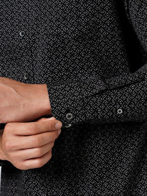 BLACK PRINTED SATIN SHIRT-Shirt - 251133831