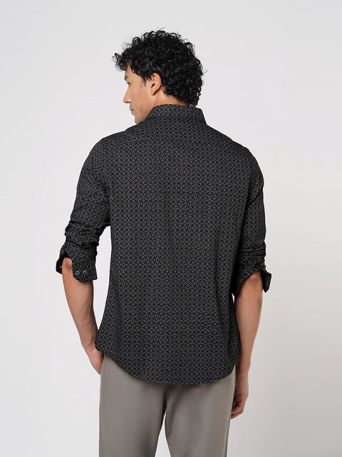 BLACK PRINTED SATIN SHIRT-Shirt - 251133831