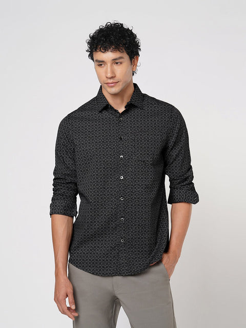 BLACK PRINTED SATIN SHIRT-Shirt - 251133831